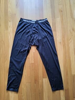 Realtree Mens L 36-38 Base Layer Pants Black Thermal Hunting Long Underwear